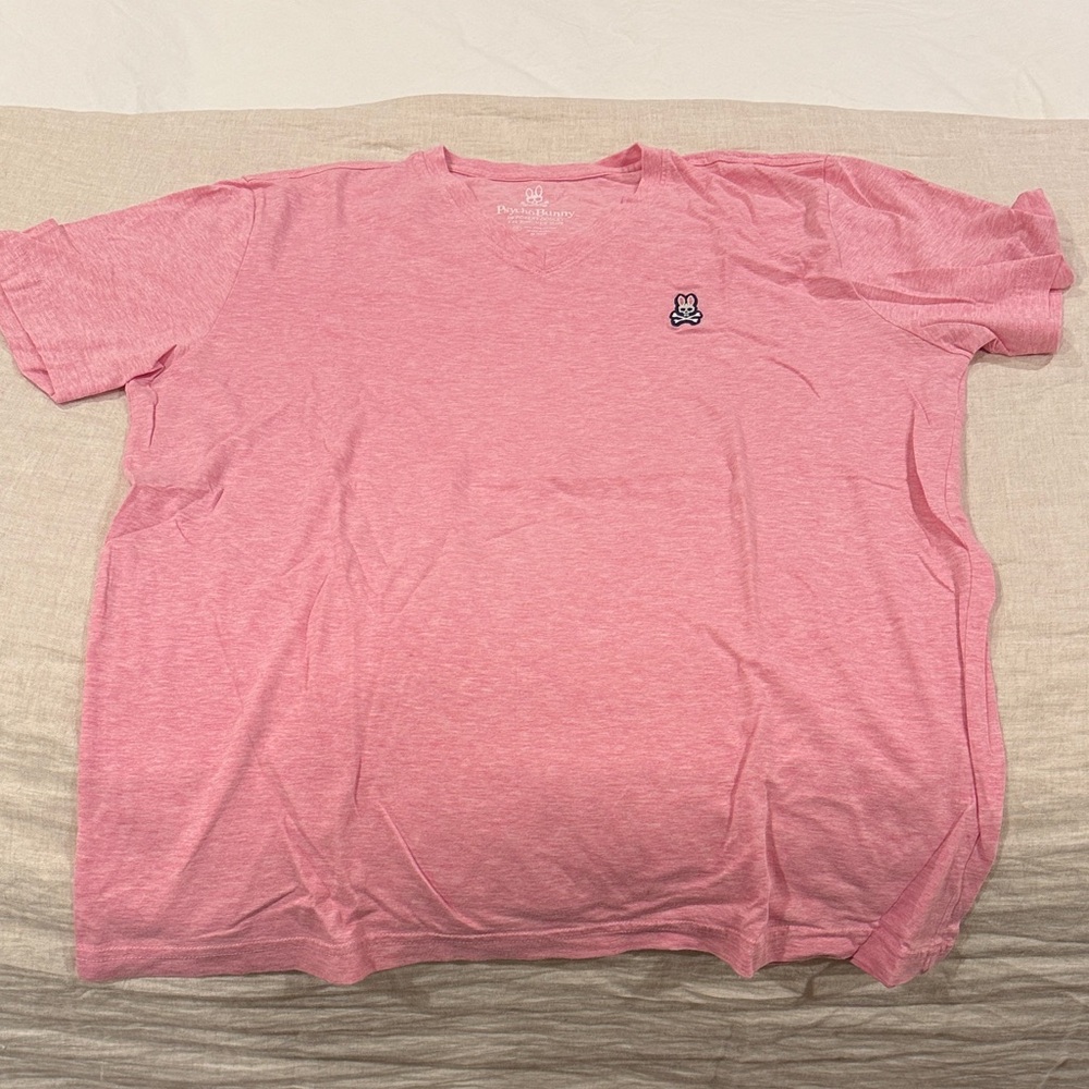 Psycho Bunny Pink Short Sleeve V Neck Tee - Size M